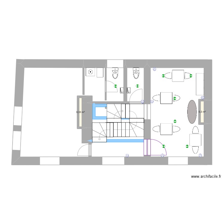 plan1 GB. Plan de 2 pièces et 1 m2
