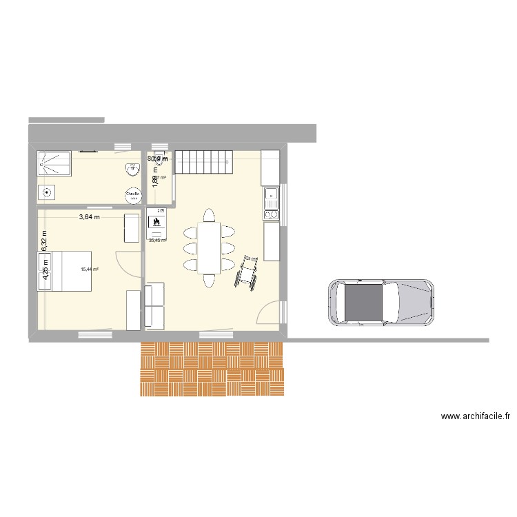 PROJET 2. Plan de 3 pièces et 71 m2