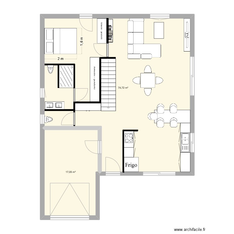 maison. Plan de 2 pièces et 92 m2