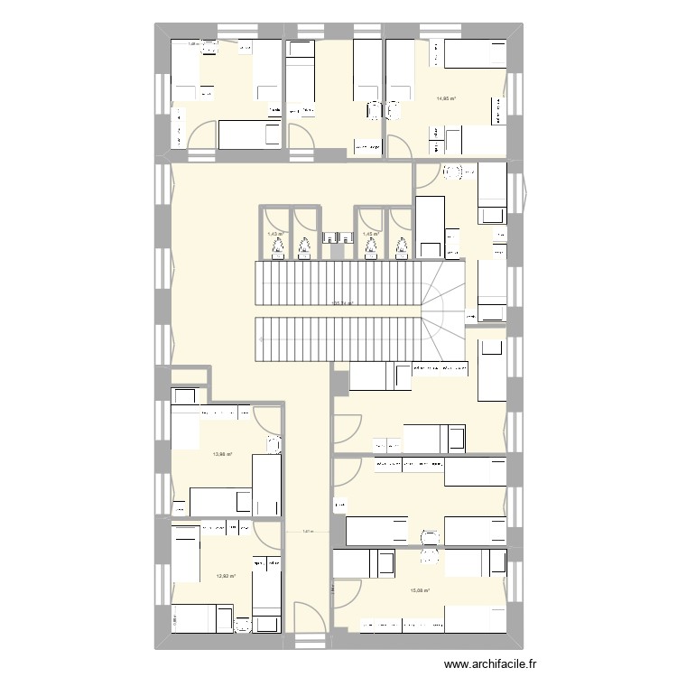 etage 1 dortoire final &eacute;. Plan de 0 pièce et 0 m2