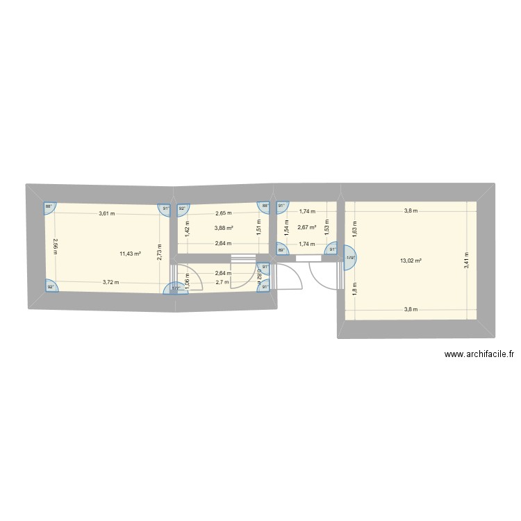 ARDIN 1ER ETAGE après travaux. Plan de 4 pièces et 31 m2