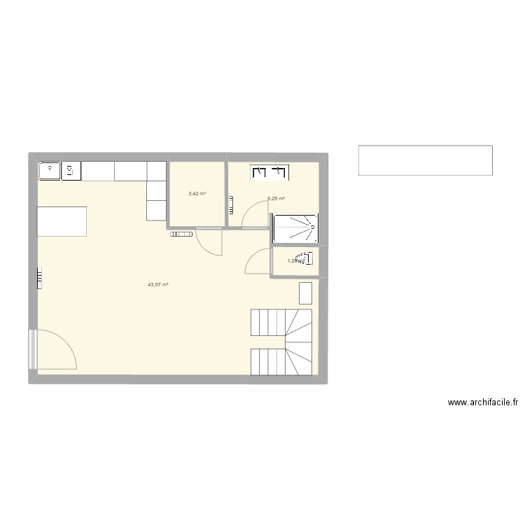 ss meuble . Plan de 4 pièces et 55 m2