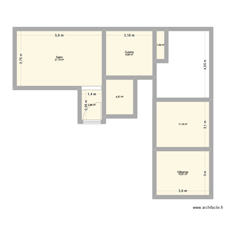 PENETTATI. Plan de 7 pièces et 62 m2