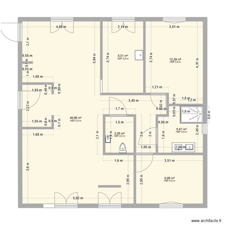 Compère Guilleri nouveau 3. Plan de 6 pièces et 86 m2