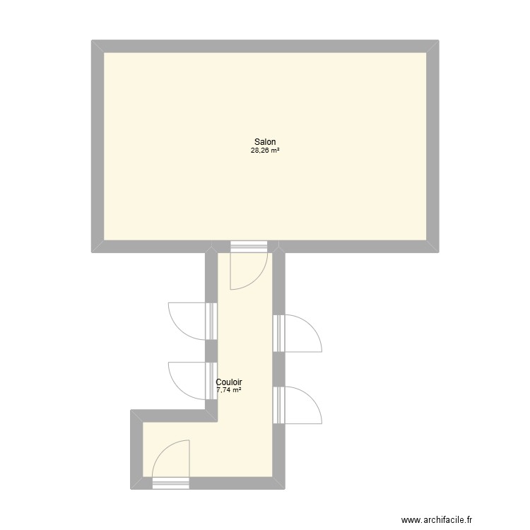 Montier. Plan de 2 pièces et 36 m2