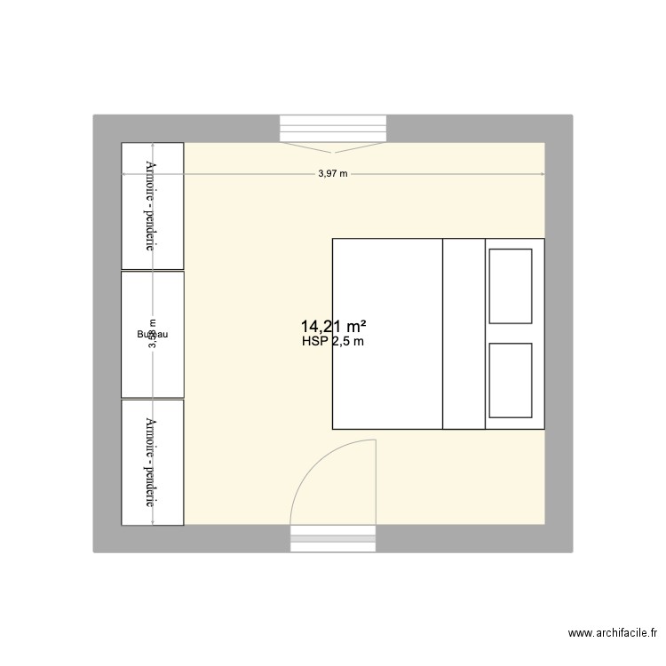 vanves. Plan de 1 pièce et 14 m2