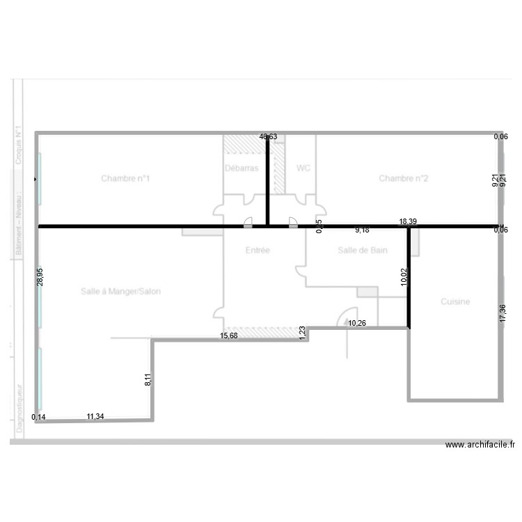 plan paris 18 v2. Plan de 3 pièces et 941 m2