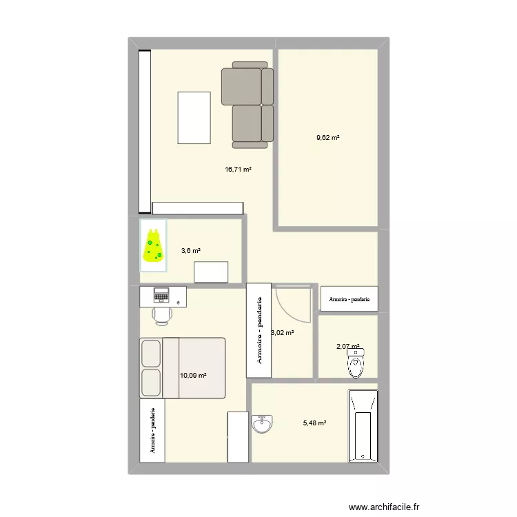 Cloison. Plan de 7 Pièces et 51 m² Cloison. Plan de 7 Pièces et 51 m²