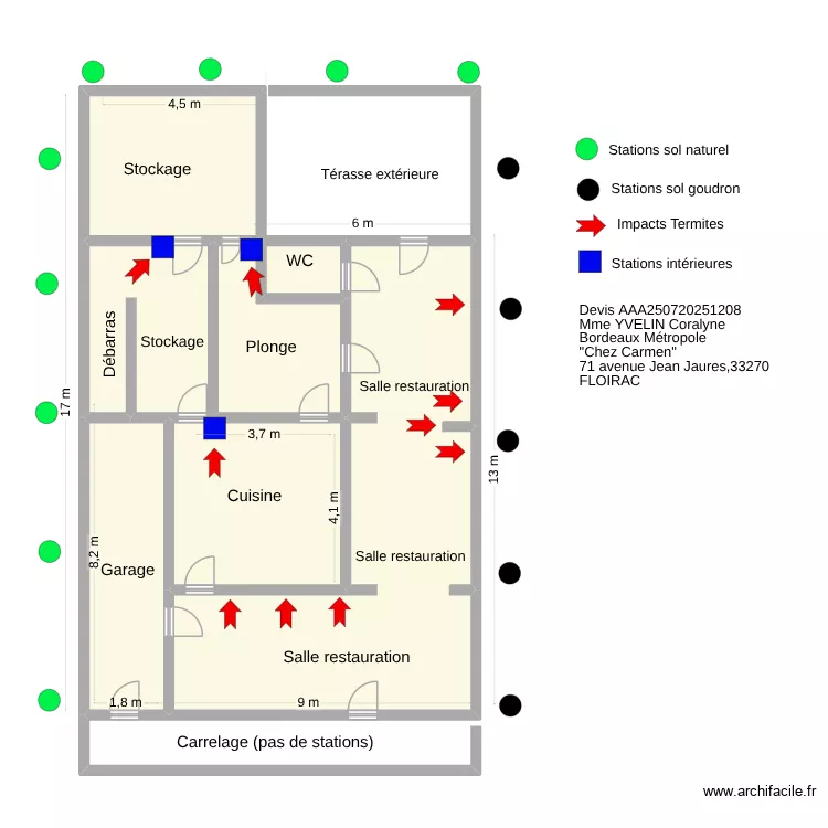 Bordeaux m&eacute;tropole" chez Carmen". Plan de 