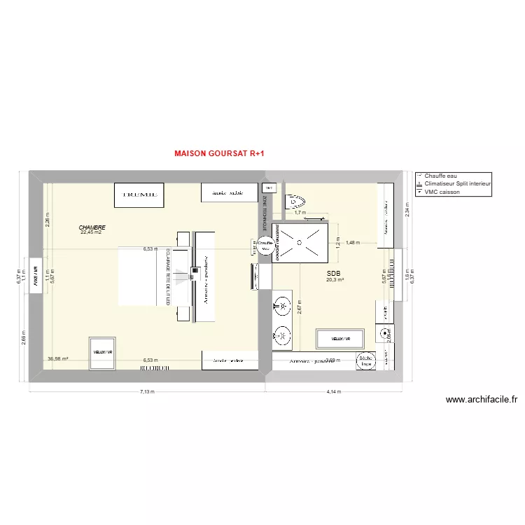 GOURSAT - R+1 Atelier PROJET ELEC VIERGE. Plan de 3 pièces et 58 m²