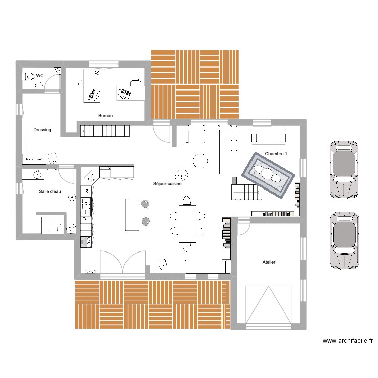 ossature. Plan de 6 pièces et 270 m2