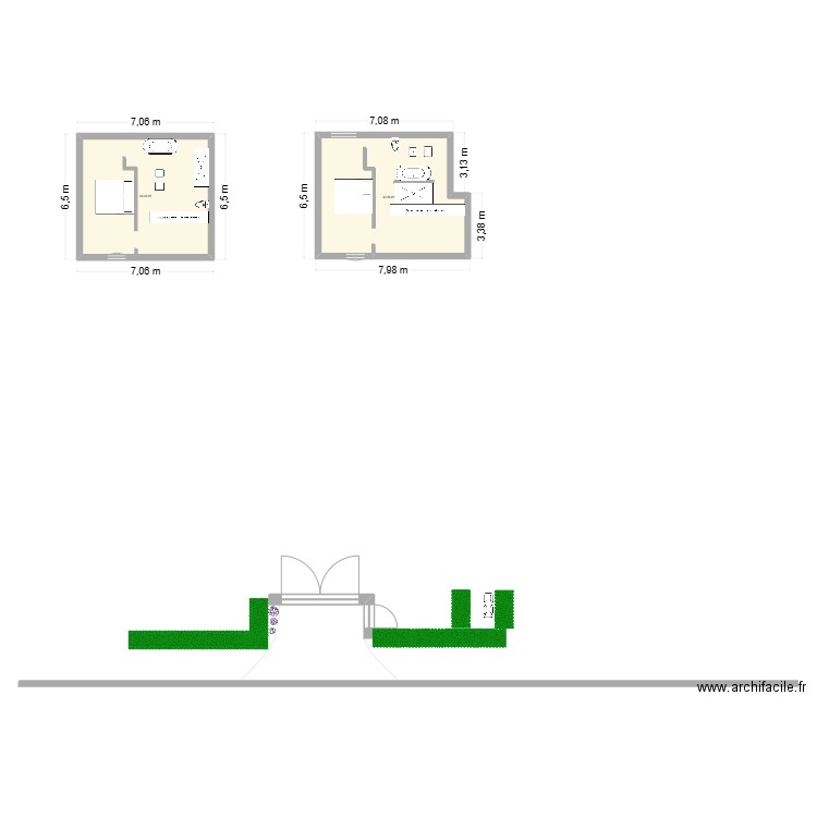 suite parentale 2. Plan de 2 pièces et 81 m2