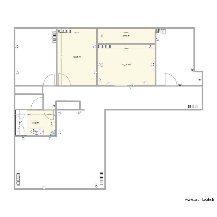 plan pré conquet. Plan de 4 pièces et 31 m2