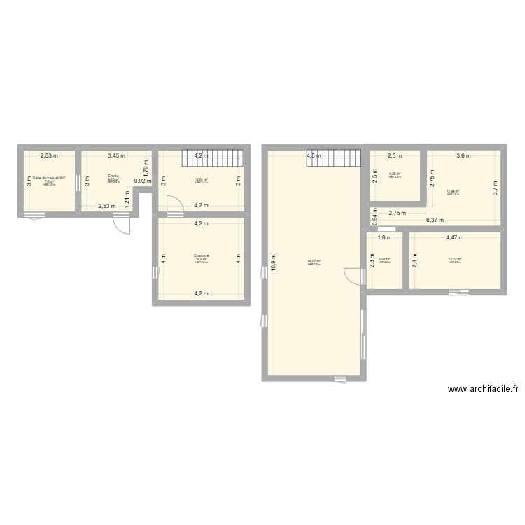 Plans_Morgan. Plan de 9 pièces et 135 m2
