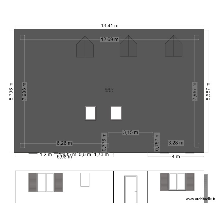 ST PAUL. Plan de 1 pièce et 99 m2