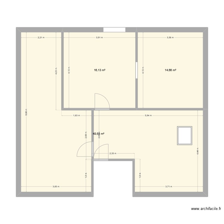 qfqdf. Plan de 3 pièces et 79 m2