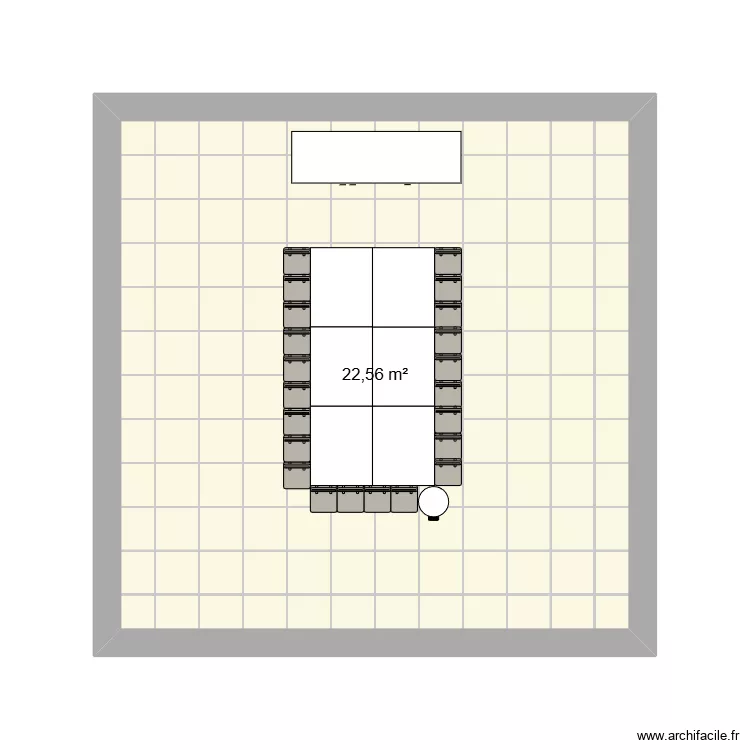 salle. Plan de 1 Pièce et 23 m²