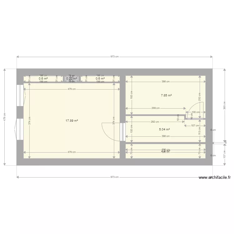 LEBLON Existant. Plan de 7  et 35 m²