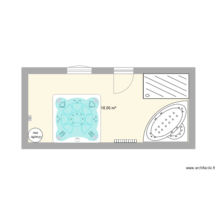 espace detente. Plan de 1 pièce et 18 m2