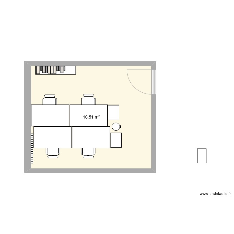 Bureau_cht2. Plan de 1 pièce et 17 m2