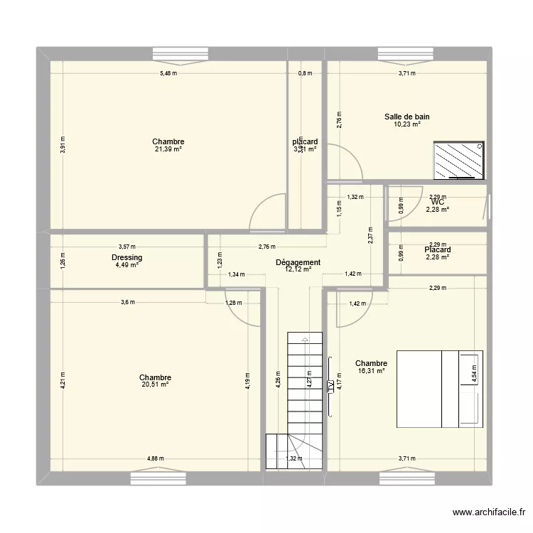 Edouard Etage. Plan de 9  et 93 m²