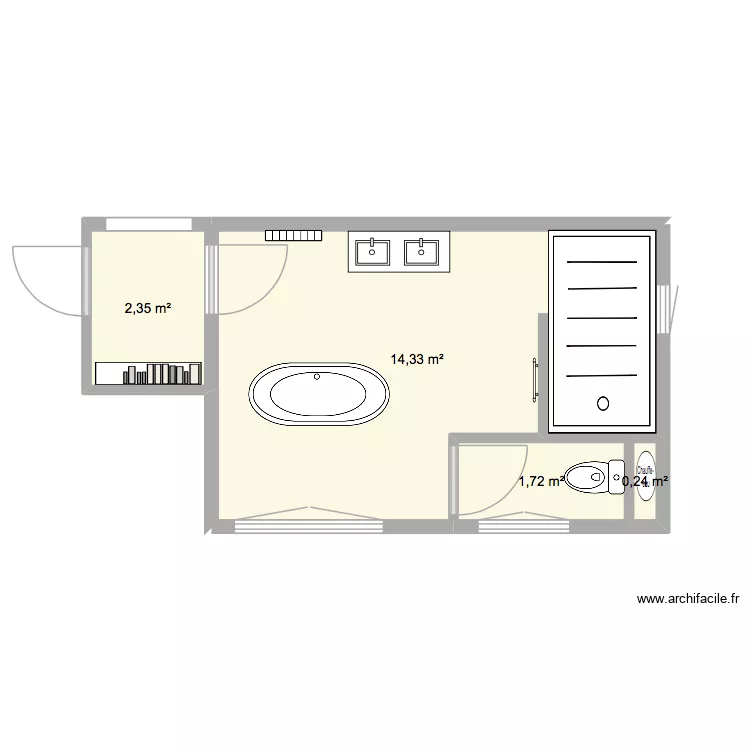 salle de bain Nico. Plan de 4 Pièces et 19 m²