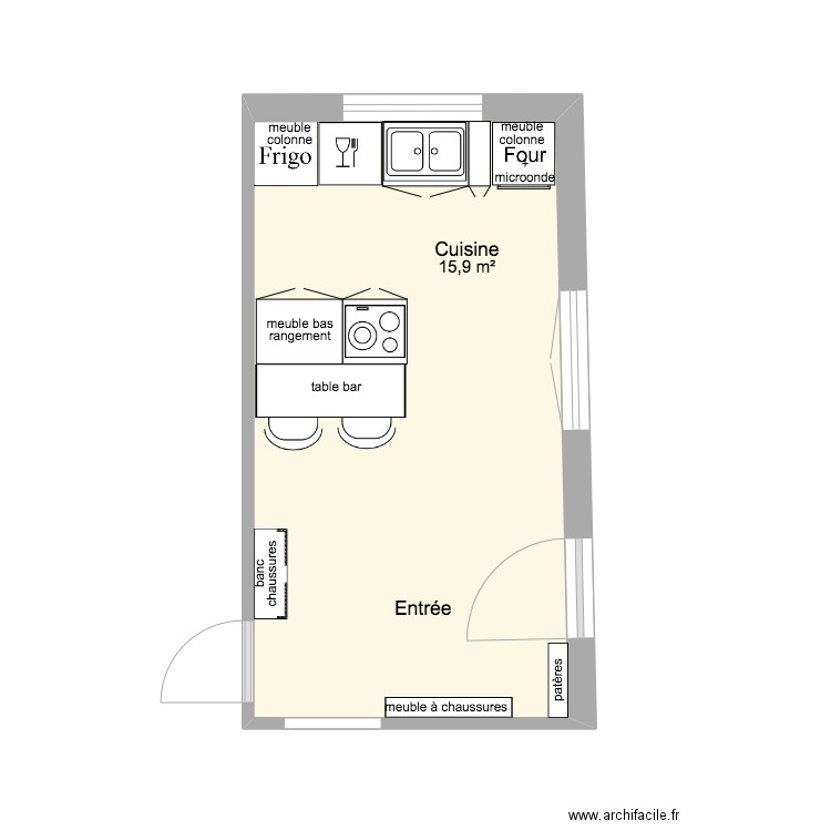 Cuisine Normandie en parallèle. Plan de 0 pièce et 0 m2