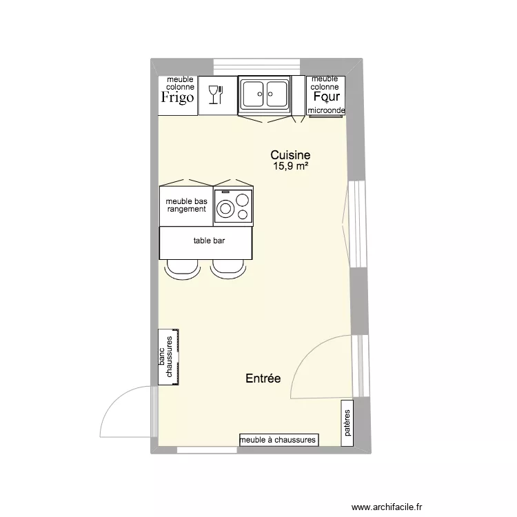 Cuisine Normandie en parallèle. Plan de Cuisine Normandie en parallèle. Plan de