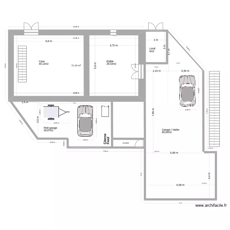 Maison_RdC_surface_2026_02_10. Plan de 1  et 71 m²