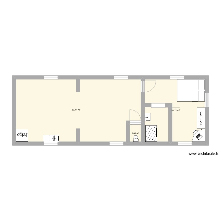 Annecy 2e étage. Plan de 3 pièces et 57 m2