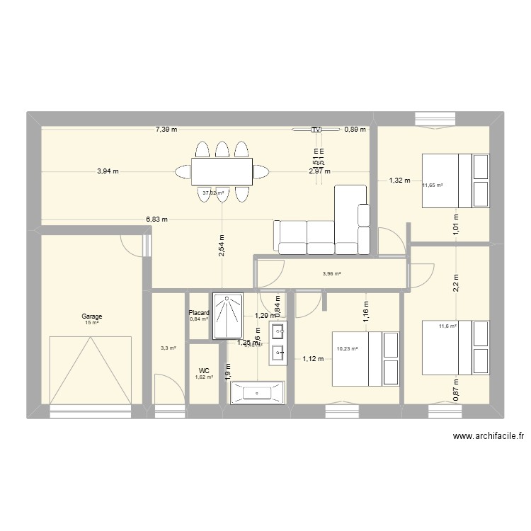 Maison 2. Plan de 10 pièces et 102 m2