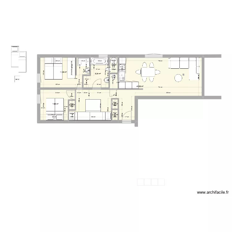 BERLICANT T3 1 er etage cloison concerv&eacute;e. Plan de 
