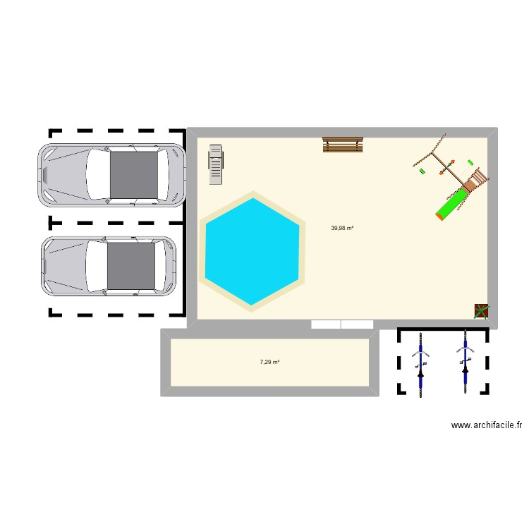 p diddy parc. Plan de 2 pièces et 47 m2