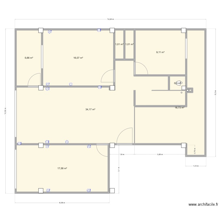 plan2. Plan de 9 pièces et 102 m2