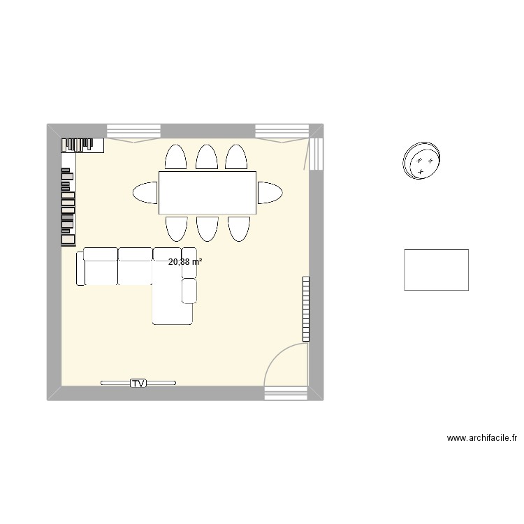 apprtement3. Plan de 1 pièce et 21 m2