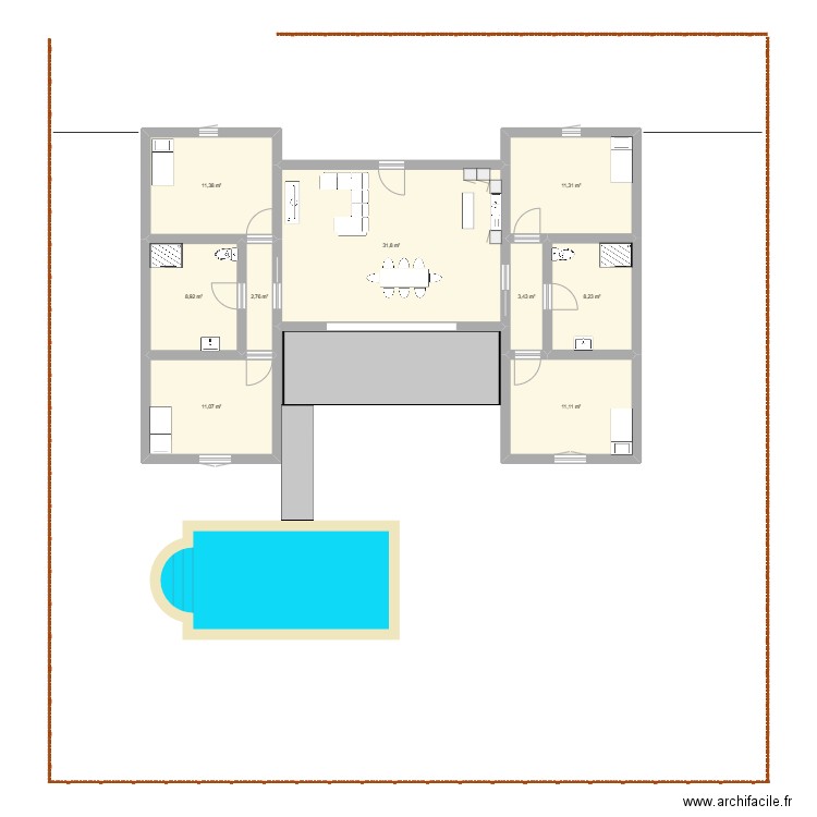 maison. Plan de 9 pièces et 100 m2