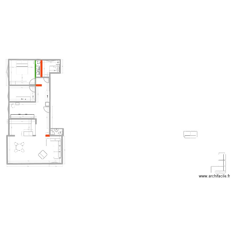 plan salle de bain v2_22.09.25. Plan de 4 pièces et 8 m2