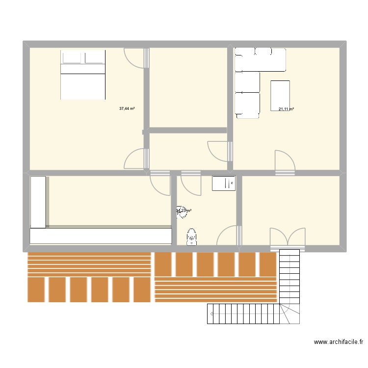 garage. Plan de 3 pièces et 93 m2