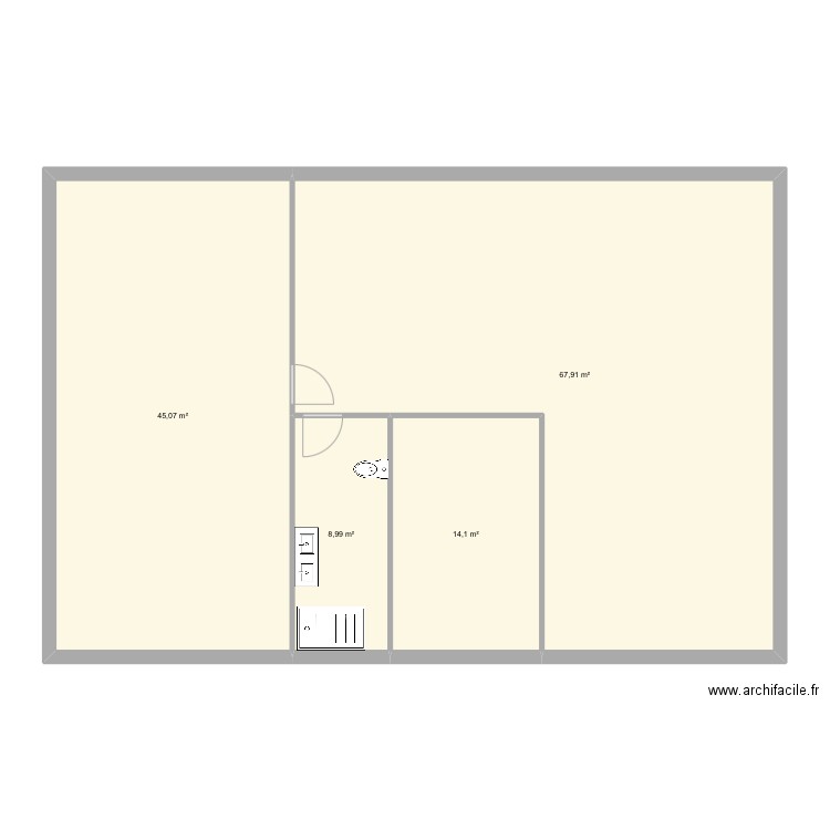 ETAGE. Plan de 4 pièces et 136 m2