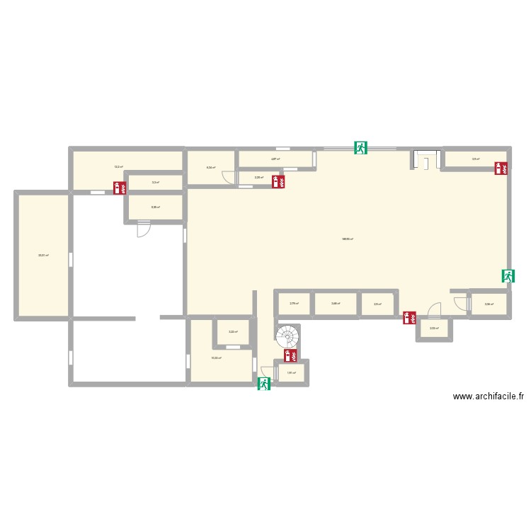 intermeloir. Plan de 17 pièces et 262 m2