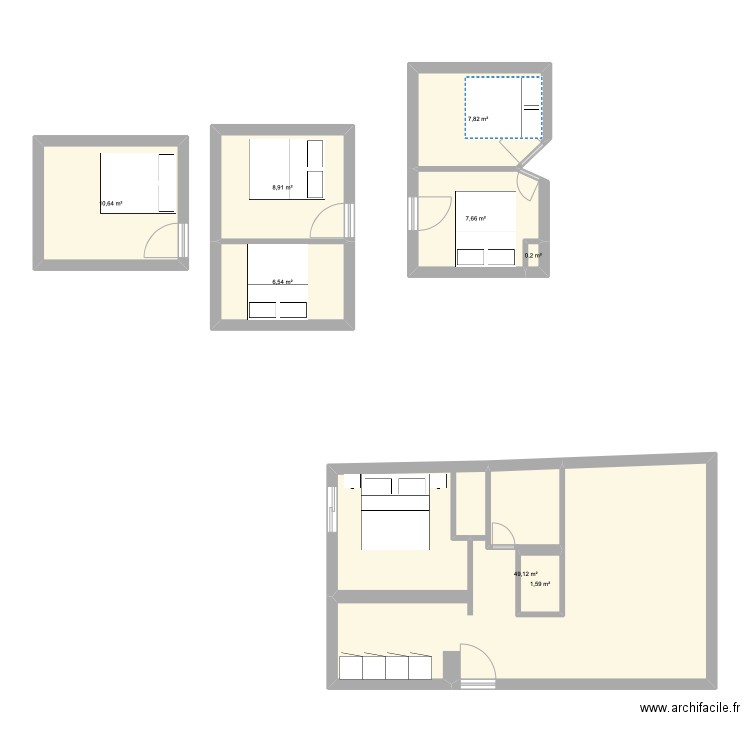 Cannes. Plan de 8 pièces et 92 m2