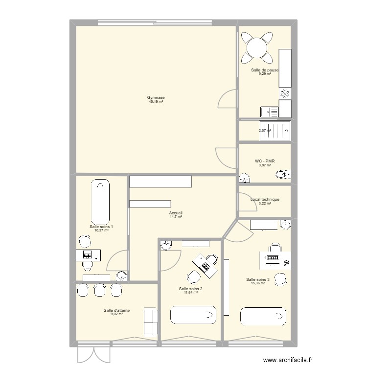 KPF. Plan de 10 pièces et 125 m2