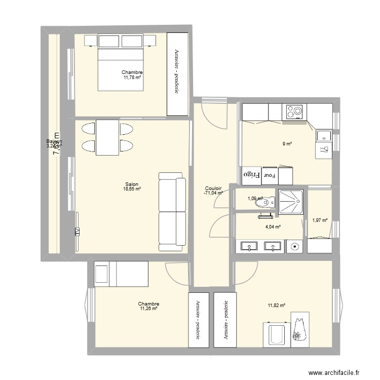Plan appartement a continuer 2. Plan de 10 pièces et 82 m2