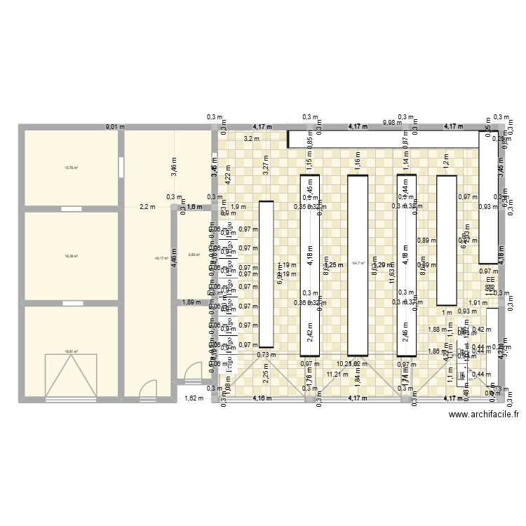superette alzadd. Plan de 6 pièces et 265 m2