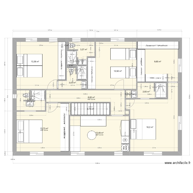 perols haut 13 04. Plan de 15 pièces et 101 m2