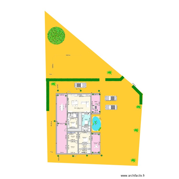 Maison 333-303-2. Plan de 16 pièces et 253 m2