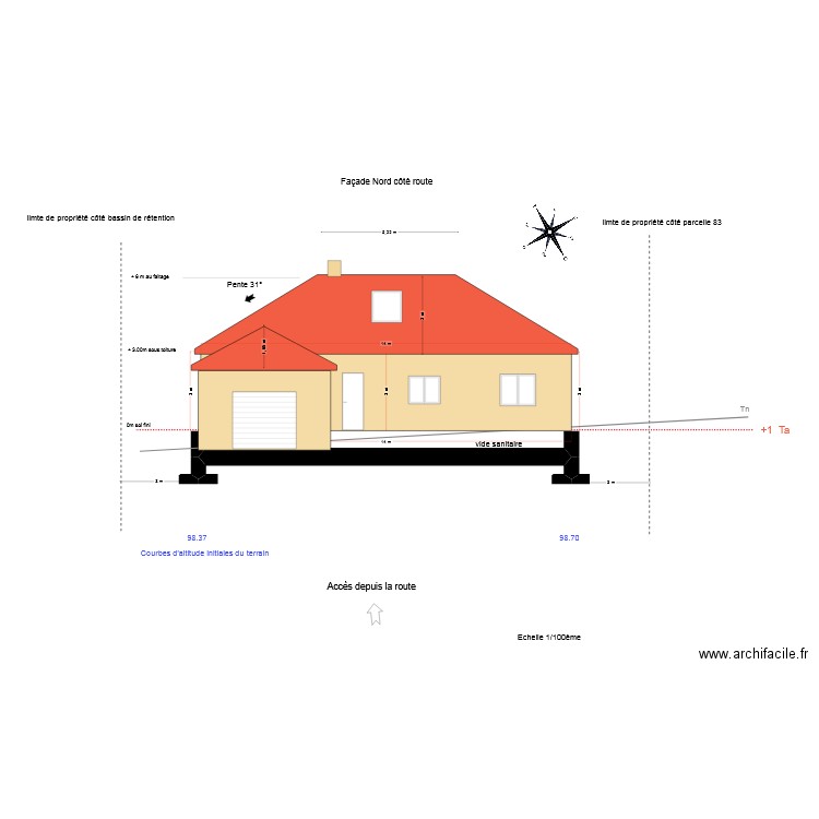 façade nord. Plan de 0 pièce et 0 m2