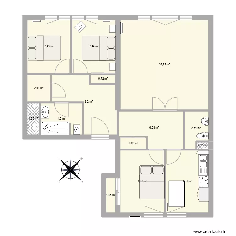 06J. Plan de 15 Pièces et 85 m² 06J. Plan de 15 Pièces et 85 m²