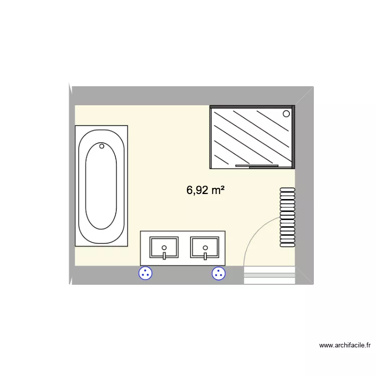SDB Marine et JO. Plan de 1  et 7 m²