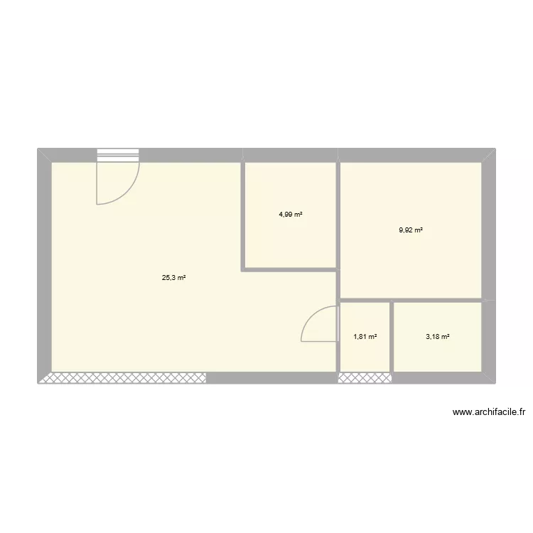 sous-sol 1. Plan de 5  et 45 m²